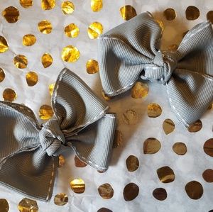 Custom Gray Pigtail Bows